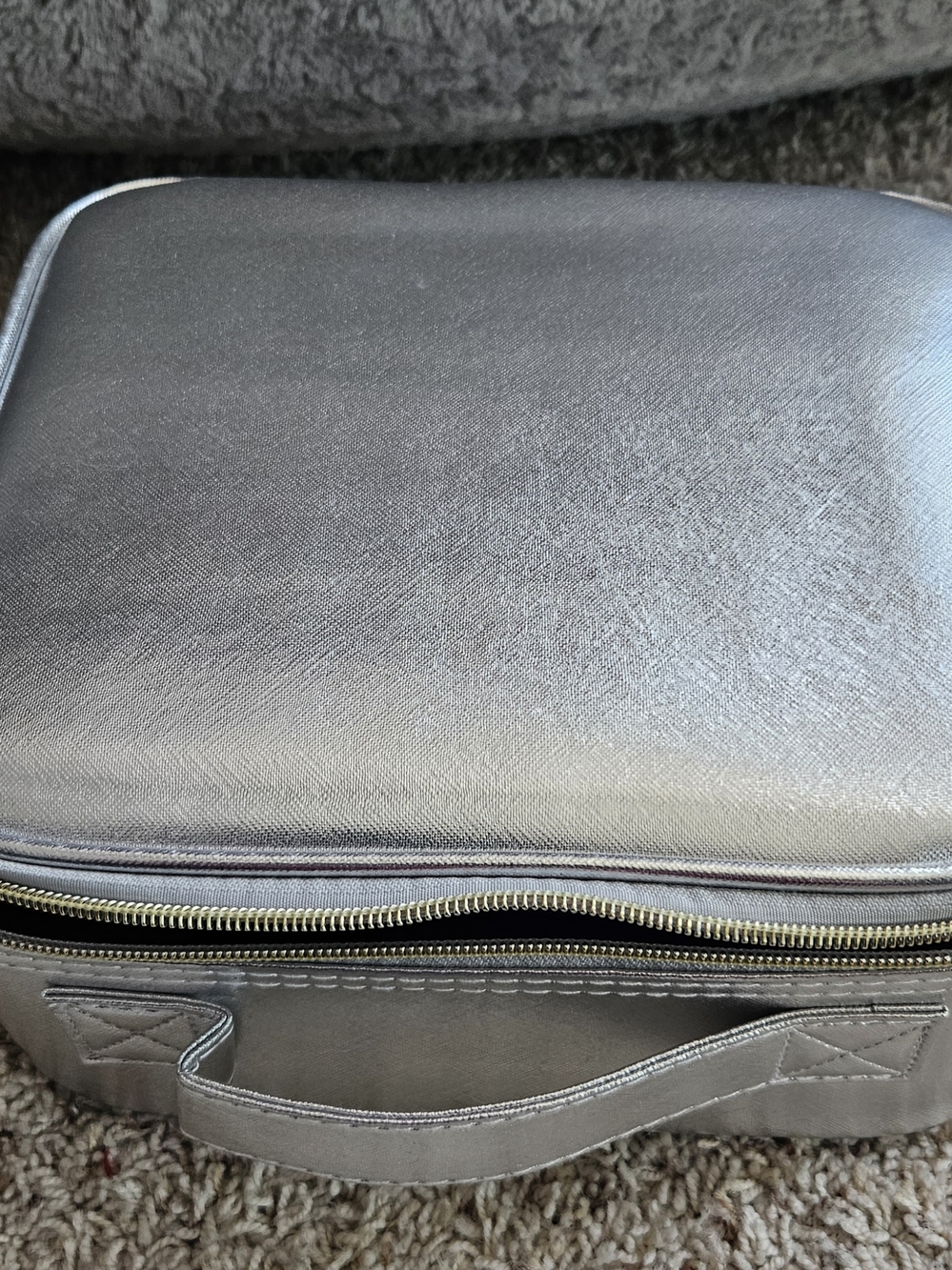 Metallic Silver Women’s Cosmetic Travel Case